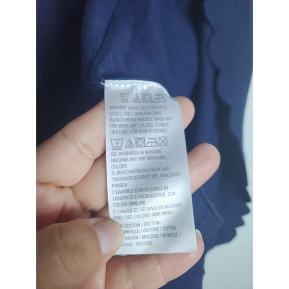 NWOT Isaac Mizrahi Live Blue w/Pink Trim Scalloped Hem  Cardigan Sweater Large - Picture 6 of 7